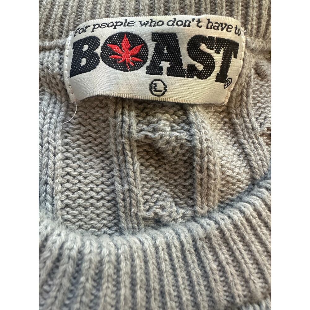Vintage Gray Cotton Classic Coastal Fisherman Cable Knit Sweater Large - Picture 6 of 8